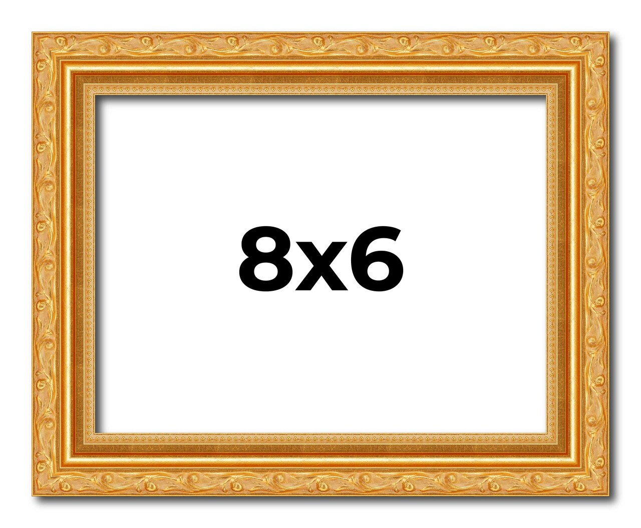 8x6 Solid Wood Antique Picture Frame with UV-Resistant Acrylic & Acid-Free Backing, Available in 4 Finishes: Bronze, Gold, Silver, and Gold with Black
